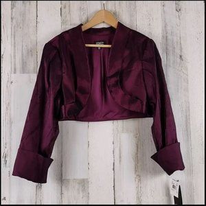 Adrianna Papell plum tafetta special occasion cropped jacket Size 18 NWT